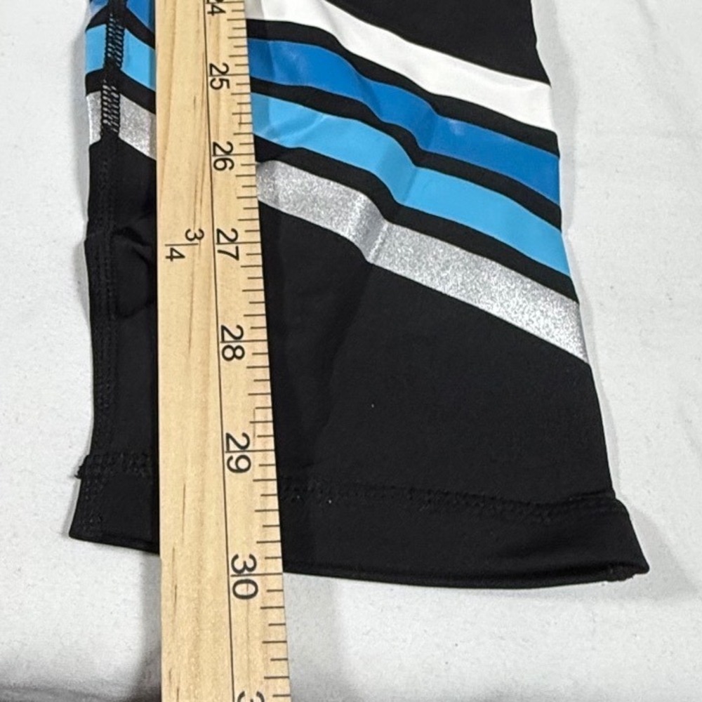 Herbalife Nutrition Women's S Black Blue Stripe Capri Leggings Zip Pockets - Picture 4 of 9